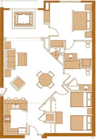 Two bedroom condo floor plan